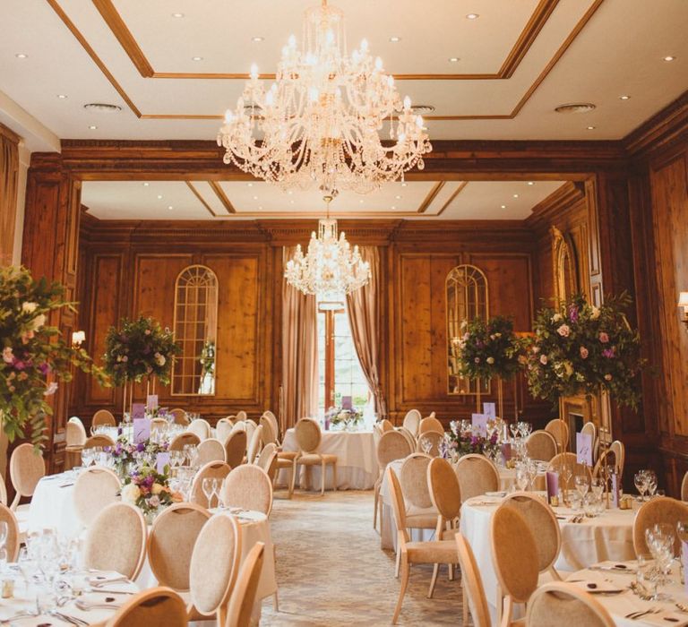 Elegant wedding reception dining room at Hedsor House