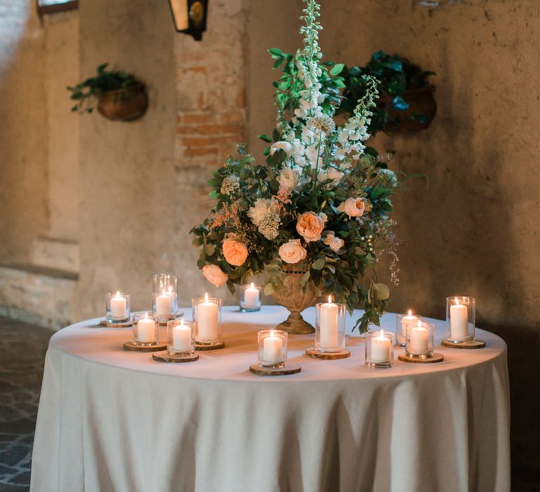 Floral Arrangement with Candles Wedding Decor