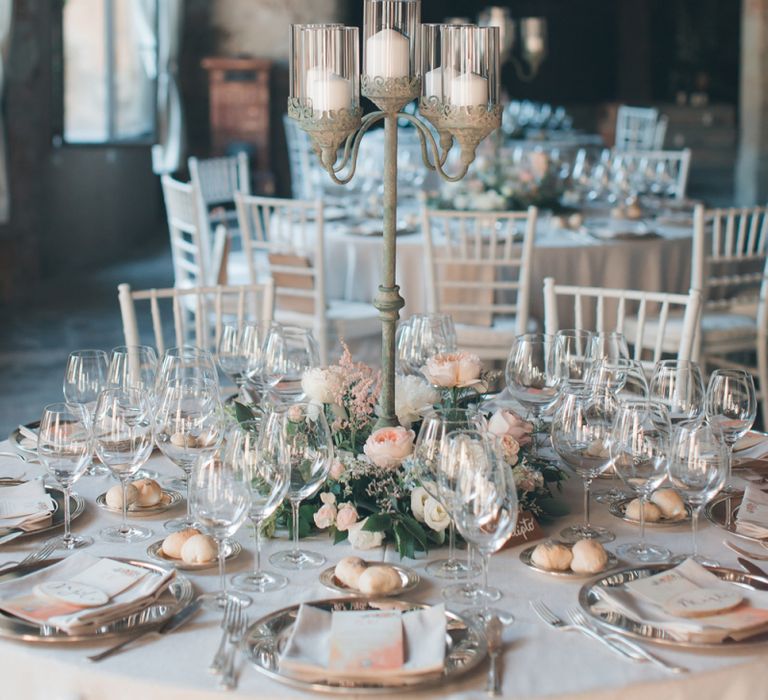 Candelabra Table Centrepiece with Low Floral Arrangement