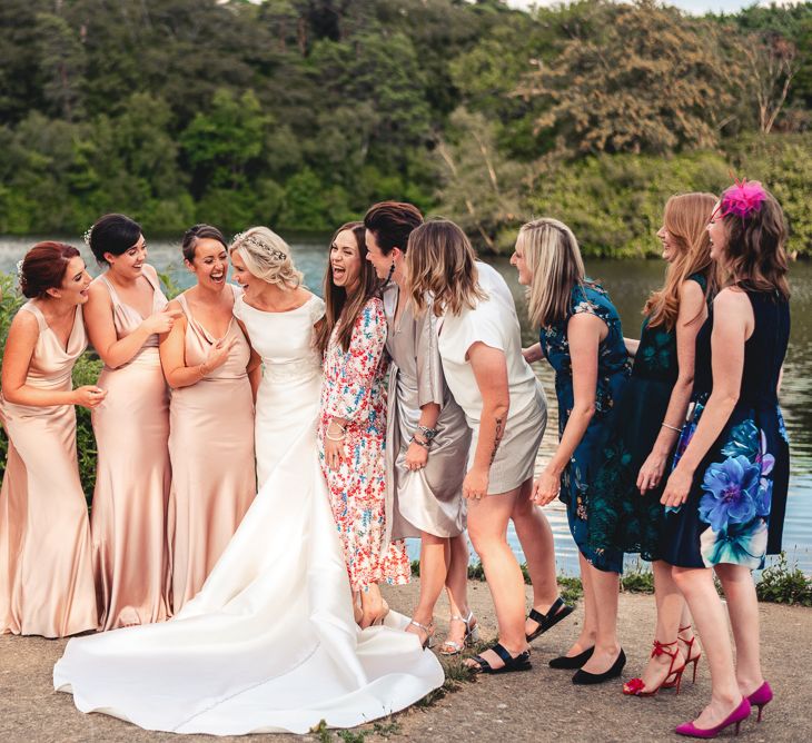 Bride In Pronovias &amp; Bridesmaids In Jarlo London // Image By Peter Hughes Photography