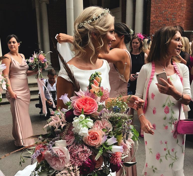 Oversized Pink Wedding Bouquet // Image By Peter Hughes Photography