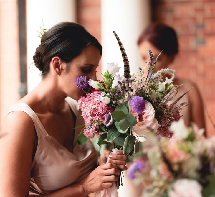 Pink Bridesmaids Dresses By Jarlo London // Image By Peter Hughes Photography