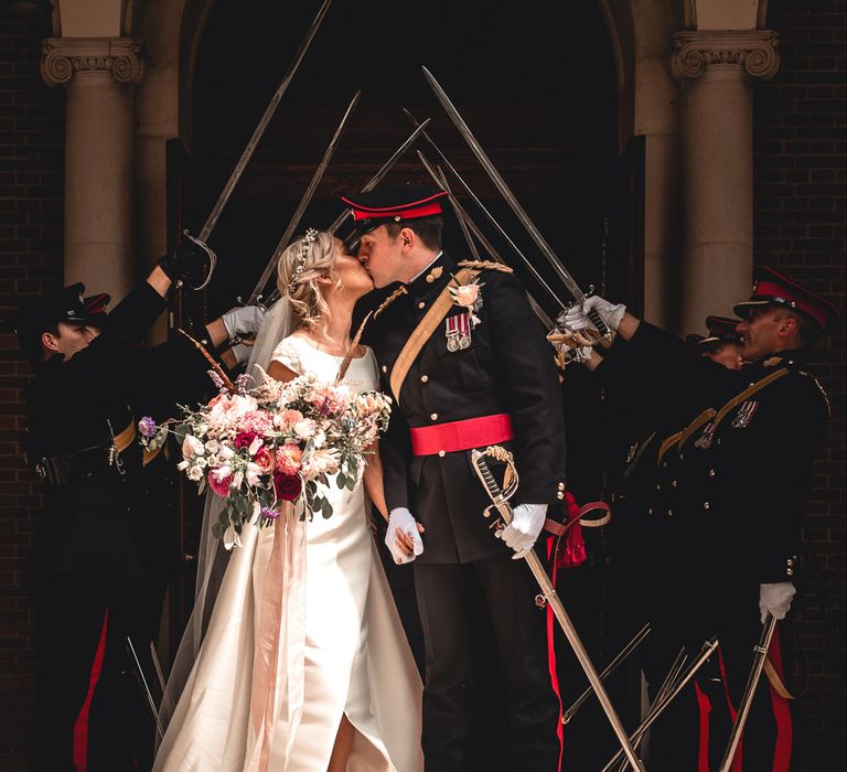 Sandhurst Military Academy Marquee Wedding With Bride In Pronovias Bridesmaids In Pink Dresses By Jarlo London Images From Peter Hughes Photography