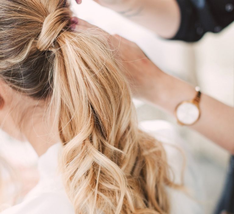 Toussled Ponytail Bridal Hairstyle