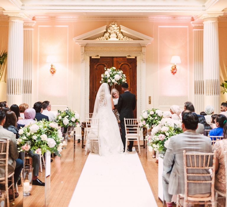 Bride and Groom at The Altar of Their Civil Ceremony at Hedsor House, Buckinghamshire