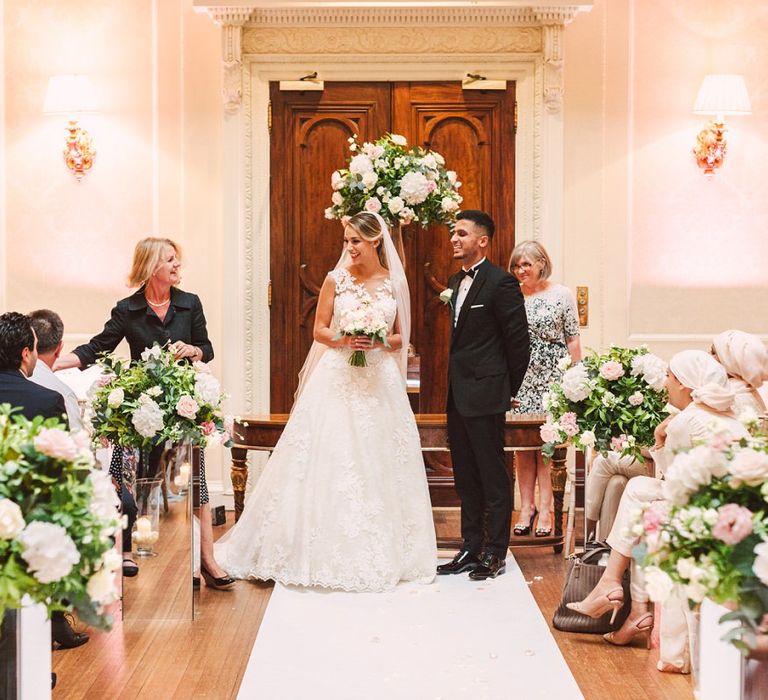 Bride and Groom at The Altar of Their Civil Ceremony at Hedsor House, Buckinghamshire