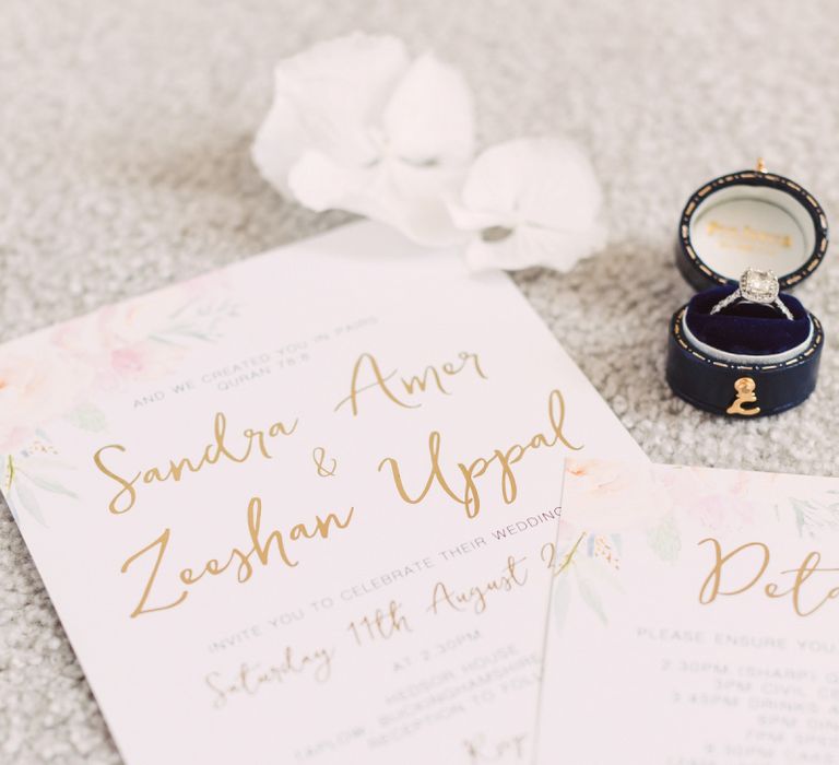 Gold Foil Calligraphy Wedding Stationery