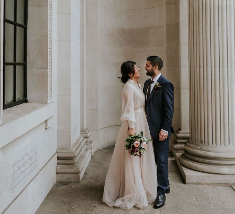 Bride and groom portrait at Old Marylebone Town Hall