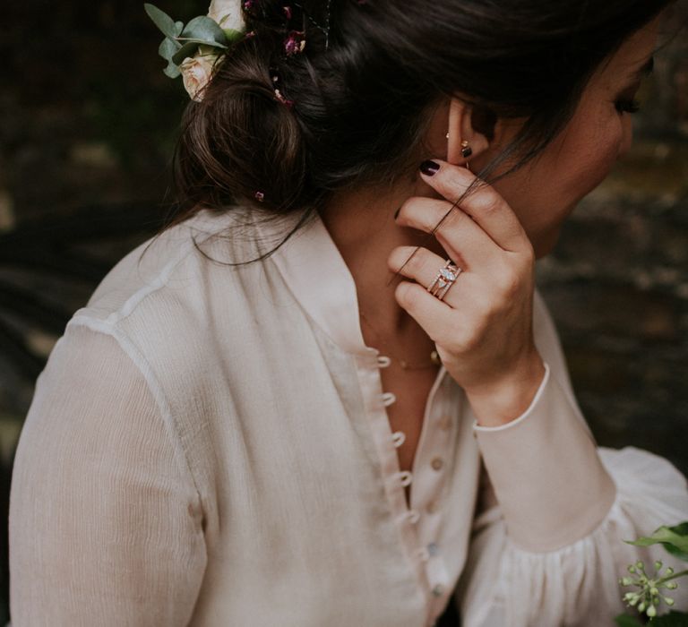 Delicate chiffon blouse and tulle skirt bridal separates