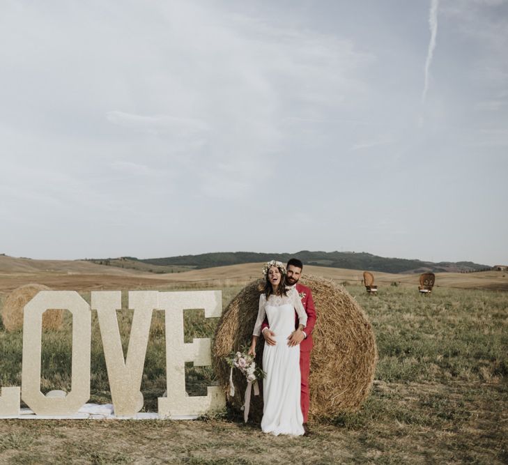 Large letters at Italian wedding