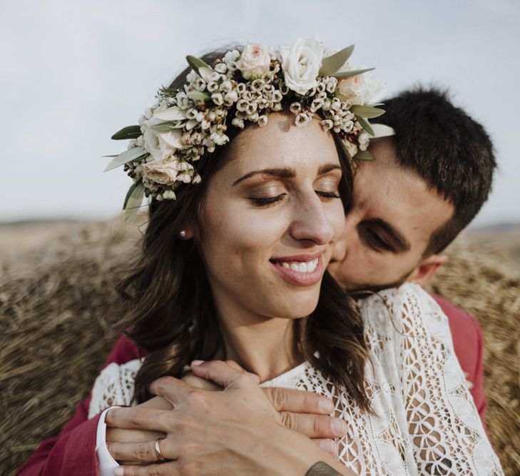 Flower crown for bride at destination wedding