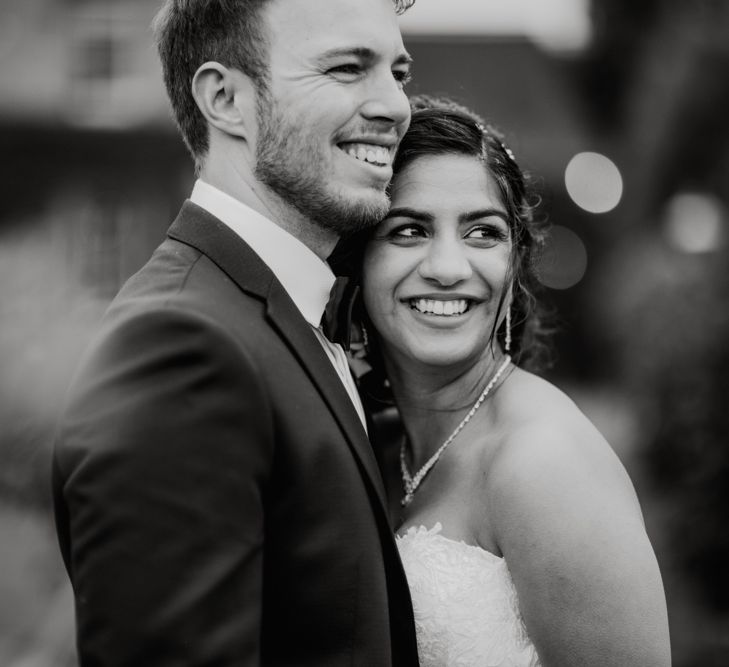 Black and white wedding portrait