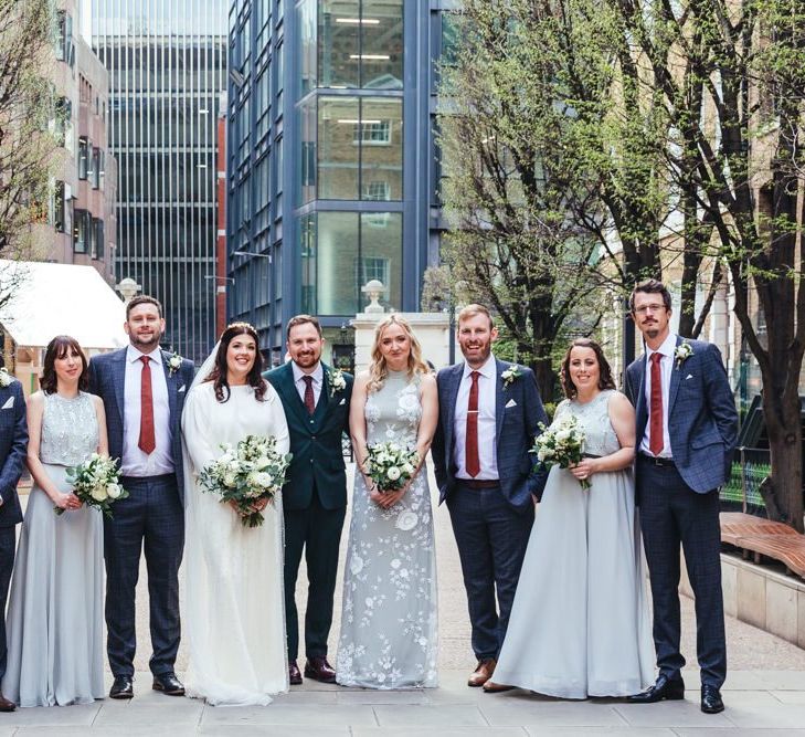 Bride and groom with their guests at Devonshire Terrace