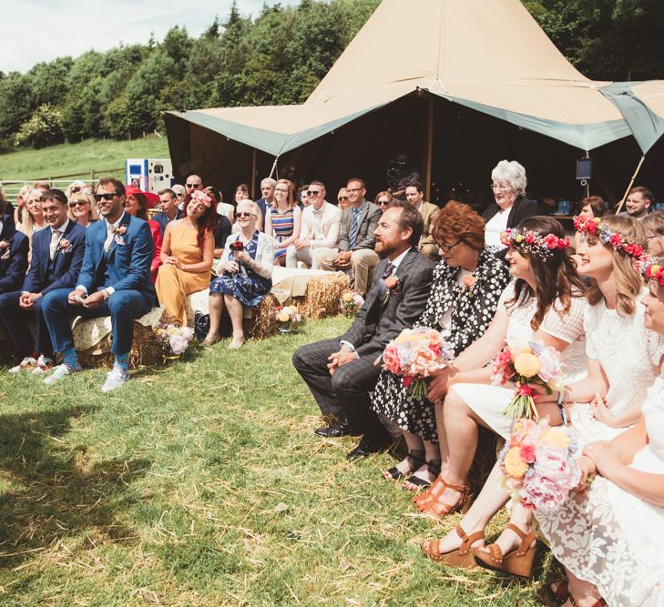 Wedding Ceremony | Bright Festival Themed Outdoor Ceremony &amp; Tipi Weeding |  Maryanne Weddings | Framed Beauty Film