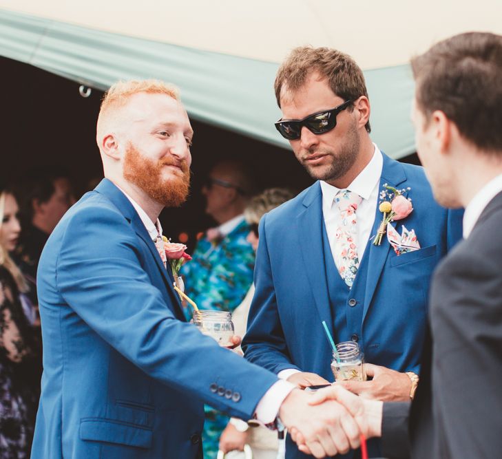 Groom in Navy Suit | Bright Festival Themed Outdoor Ceremony &amp; Tipi Weeding |  Maryanne Weddings | Framed Beauty Film