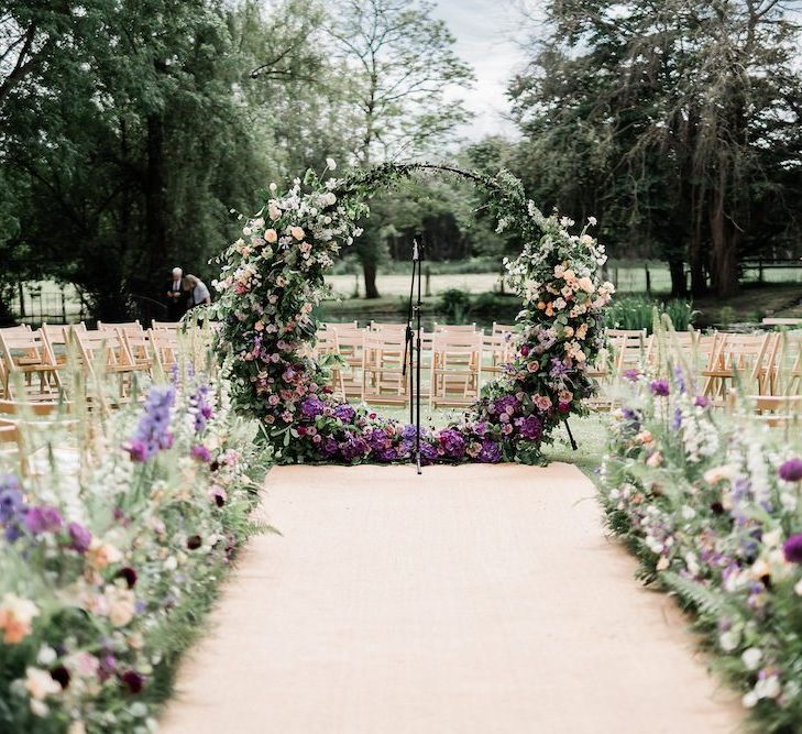 Lilac and Peach Ombre Moon Gate Altar Wedding Flower Decor