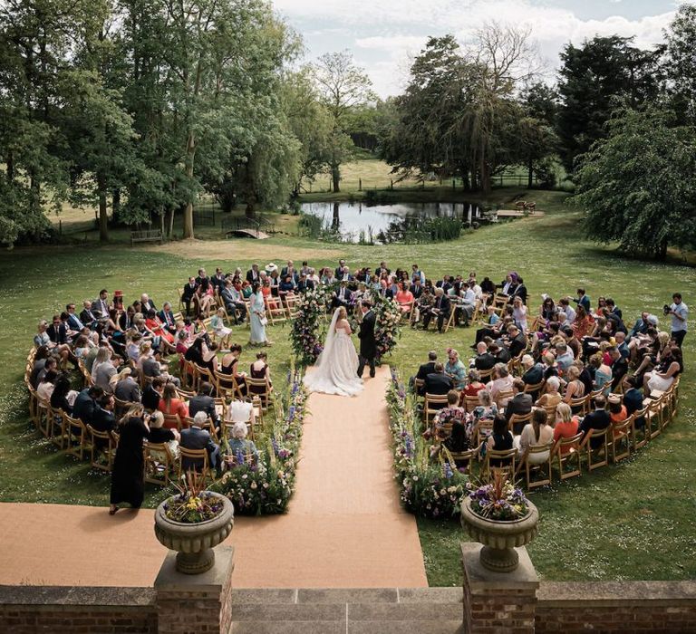 Outdoor Wedding Ceremony with Central Moon Gate Altar