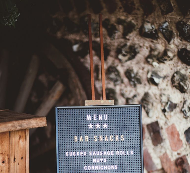 Peg Board Bar Snacks Menu Sign