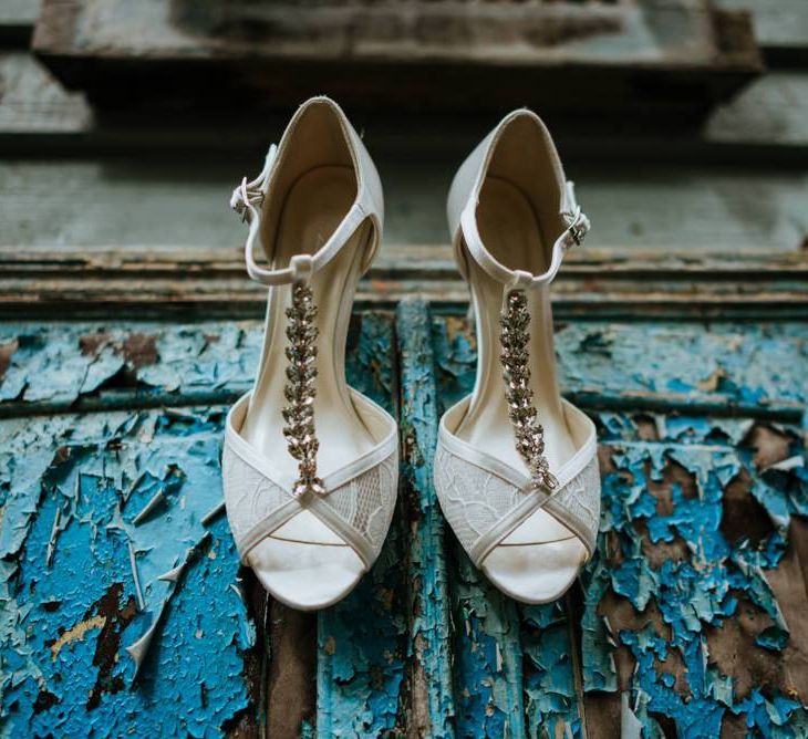 T-bar wedding shoes