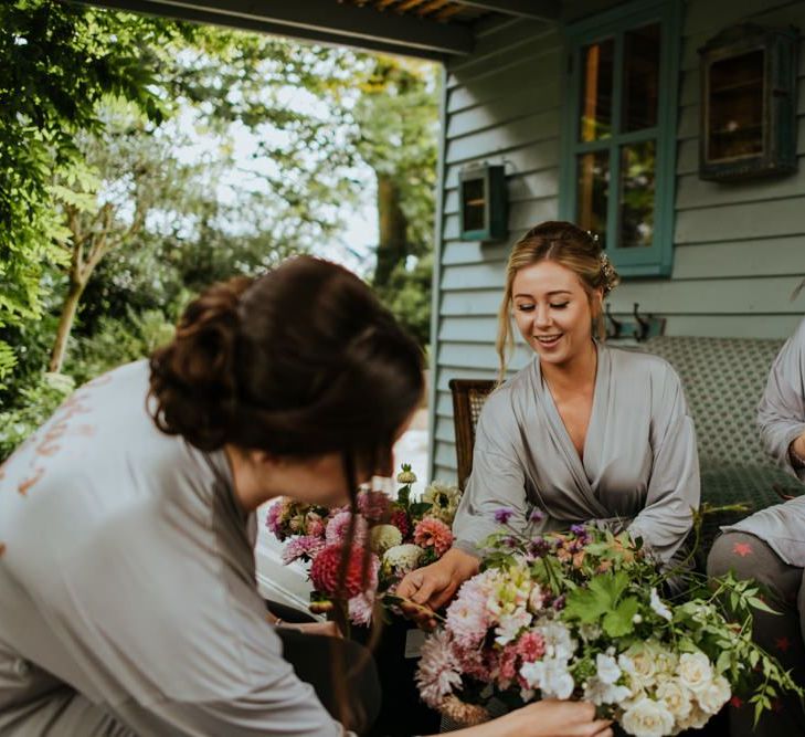 Bridesmaids in getting ready robes