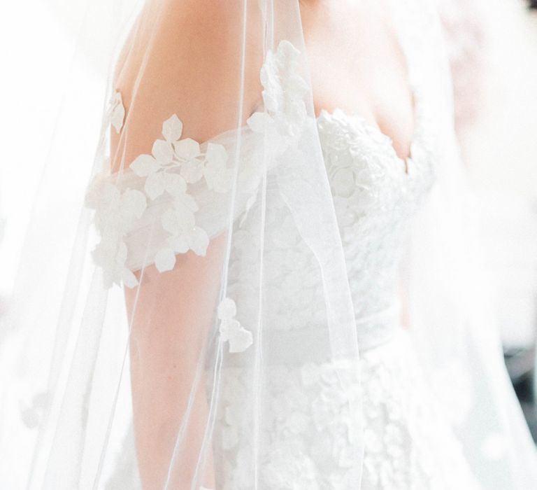 Appliqué Ian Stuart Wedding Dress and Veil