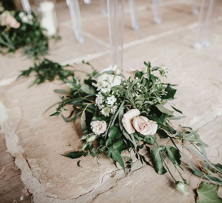 Pink, White &amp; Green Aisle Flowers  | Blush, Rustic Luxe Wedding at Ever After, Dartmoor | Dan Ward Photography | CupcakeVideos