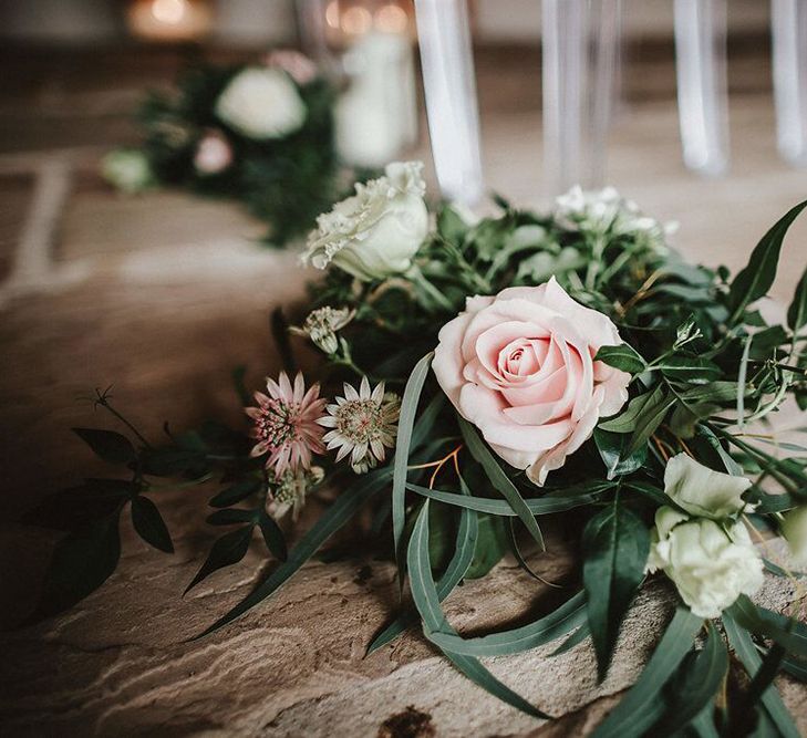 Pink, White &amp; Green Aisle Flowers  | Blush, Rustic Luxe Wedding at Ever After, Dartmoor | Dan Ward Photography | CupcakeVideos