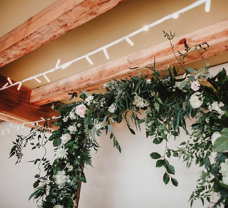 Floral Arch Altar Flowers | Blush, Rustic Luxe Wedding at Ever After, Dartmoor | Dan Ward Photography | CupcakeVideos