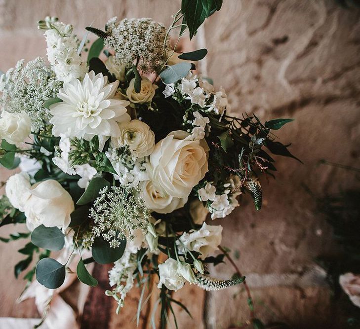 Green and White Loose Wedding Flowers | Blush, Rustic Luxe Wedding at Ever After, Dartmoor | Dan Ward Photography | CupcakeVideos