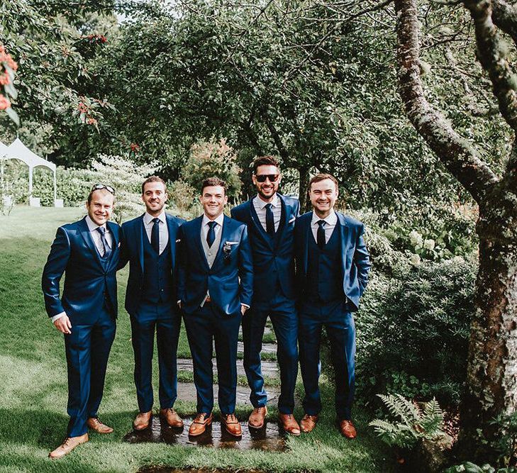 Groomsmen in Navy Remus Uomo Suits | Blush, Rustic Luxe Wedding at Ever After, Dartmoor | Dan Ward Photography | CupcakeVideos