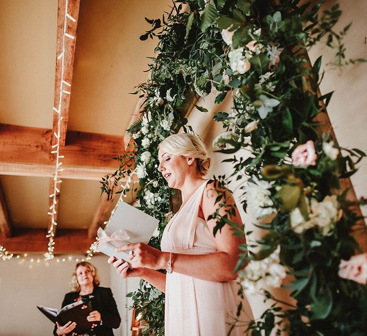 Wedding Ceremony Reading | Bridesmaid in Blush Pink Maids to Measure Dress | Blush, Rustic Luxe Wedding at Ever After, Dartmoor | Dan Ward Photography | CupcakeVideos