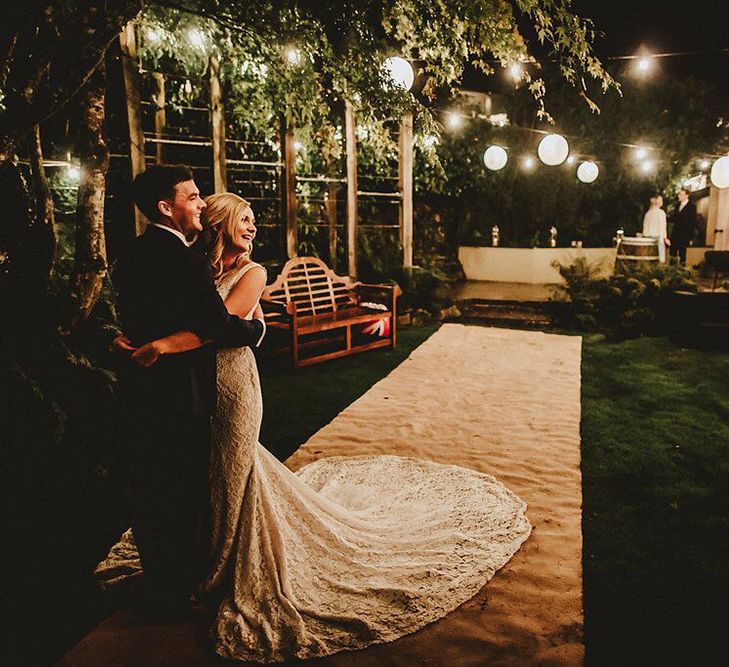 Bride in Lace Mikaella Bridal Gown | Groom in Navy Remus Uomo Suit &amp; Grey Waistcoat | Blush, Rustic Luxe Wedding at Ever After, Dartmoor | Dan Ward Photography | CupcakeVideos