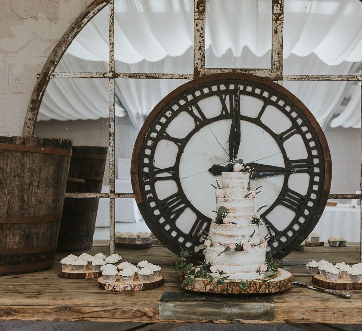 Semi Naked Wedding Cake // Scottish Wedding With Ceilidh At Axnoller Dorset With Bohemian Styling Outdoor Wedding Ceremony With Images From Paul Underhill Dorset Wedding Photographer