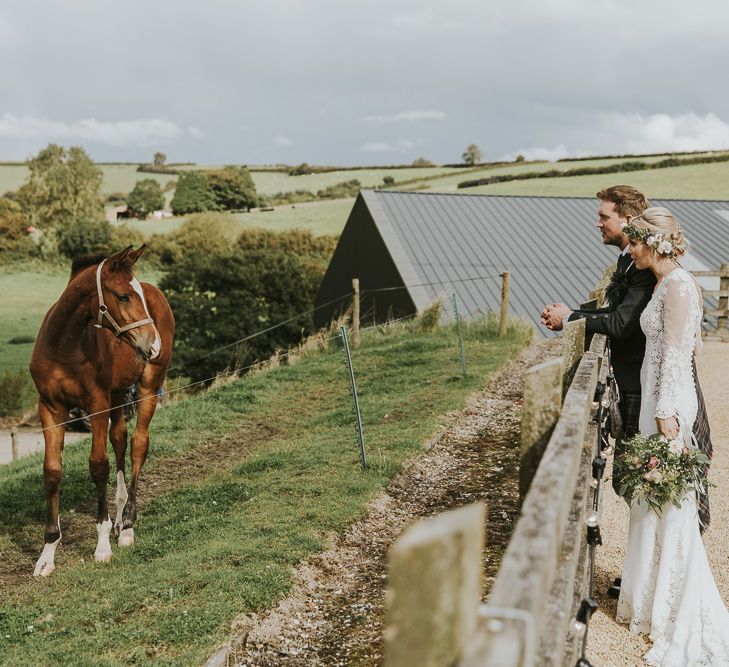 Scottish Wedding With Ceilidh At Axnoller Dorset With Bohemian Styling Outdoor Wedding Ceremony With Images From Paul Underhill Dorset Wedding Photographer