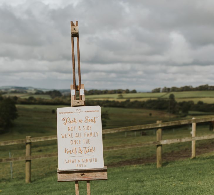 Welcome Sign For Wedding // Scottish Wedding With Ceilidh At Axnoller Dorset With Bohemian Styling Outdoor Wedding Ceremony With Images From Paul Underhill Dorset Wedding Photographer