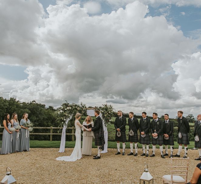 Scottish Wedding With Ceilidh At Axnoller Dorset With Bohemian Styling Outdoor Wedding Ceremony With Images From Paul Underhill Dorset Wedding Photographer