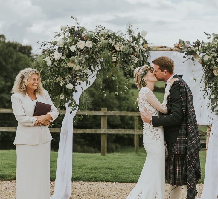 Scottish Wedding With Ceilidh At Axnoller Dorset With Bohemian Styling Outdoor Wedding Ceremony With Images From Paul Underhill Dorset Wedding Photographer