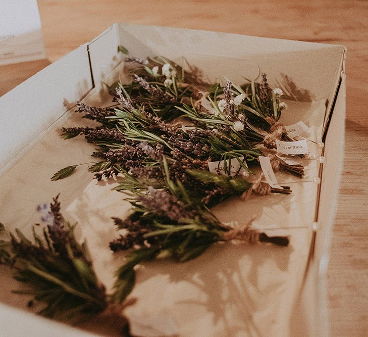 Wild Flower Buttonholes | English Country Garden Marquee Wedding at the Family Home on the Isle of Wight | Jason Mark Harris Photography