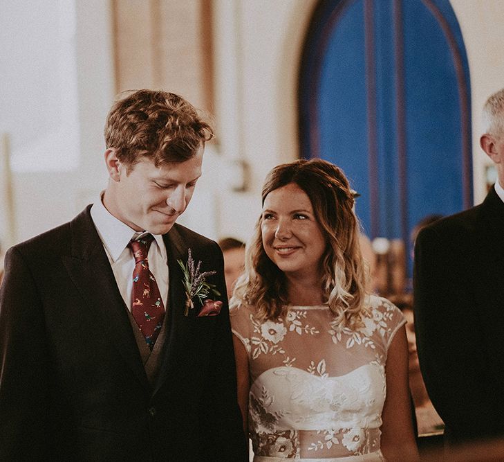 Church Wedding Ceremony | Bride in Lace Rime Arodaky Wedding Dress | Groom in Henry Herbert Tailors Suit | English Country Garden Marquee Wedding at the Family Home on the Isle of Wight | Jason Mark Harris Photography