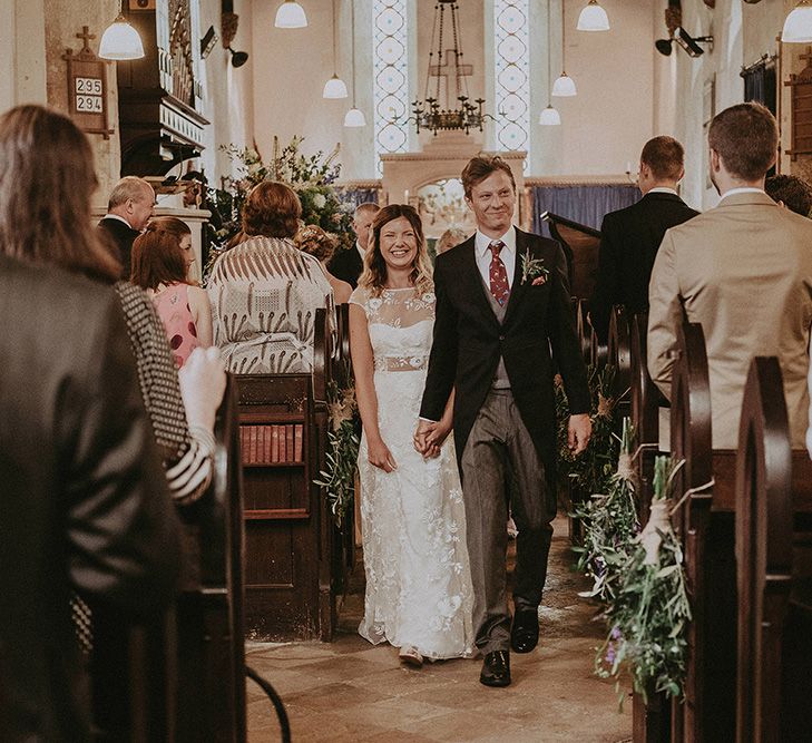 Church Wedding Ceremony | Bride in Lace Rime Arodaky Wedding Dress | Groom in Henry Herbert Tailors Suit | English Country Garden Marquee Wedding at the Family Home on the Isle of Wight | Jason Mark Harris Photography