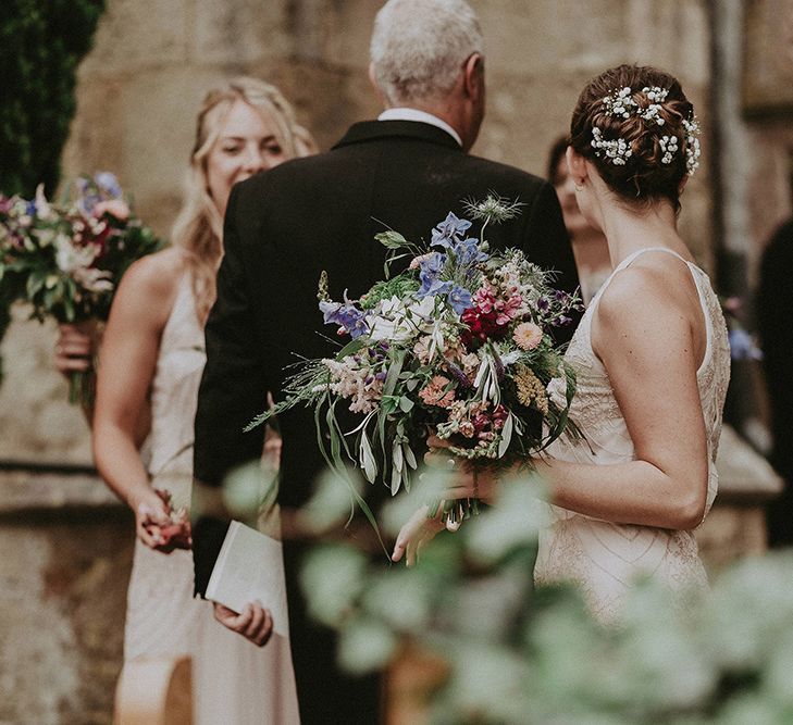 Colourful Wild Flower Bridesmaids Bouquet | English Country Garden Marquee Wedding at the Family Home on the Isle of Wight | Jason Mark Harris Photography