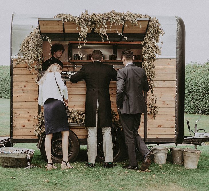 Horse Box Bar | English Country Garden Marquee Wedding at the Family Home on the Isle of Wight | Jason Mark Harris Photography