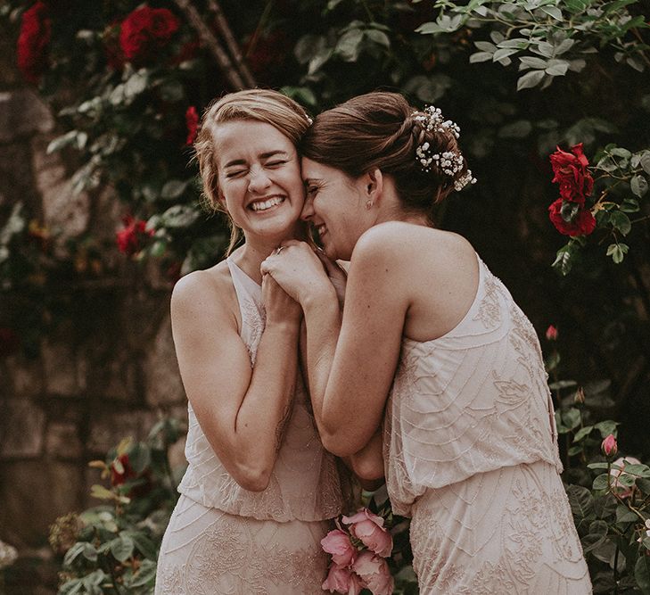 Bridesmaid in Different Pink Monsoon Dresses | English Country Garden Marquee Wedding at the Family Home on the Isle of Wight | Jason Mark Harris Photography