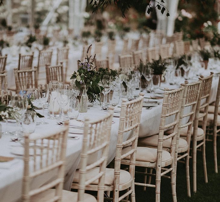 Foliage Floral Centrepieces | English Country Garden Marquee Wedding at the Family Home on the Isle of Wight | Jason Mark Harris Photography