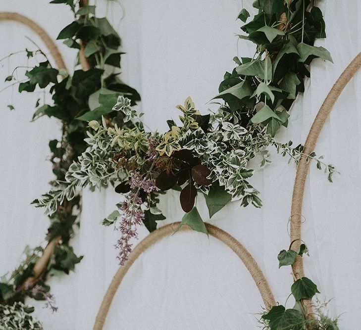 DIY Hoop Foliage Wedding Decor | English Country Garden Marquee Wedding at the Family Home on the Isle of Wight | Jason Mark Harris Photography