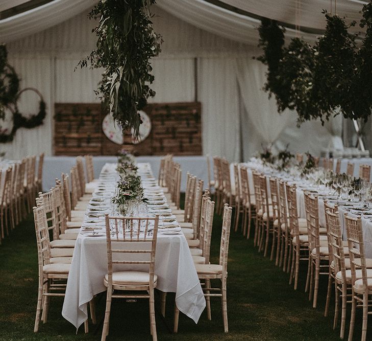 Foliage Garland Wedding Decor | English Country Garden Marquee Wedding at the Family Home on the Isle of Wight | Jason Mark Harris Photography