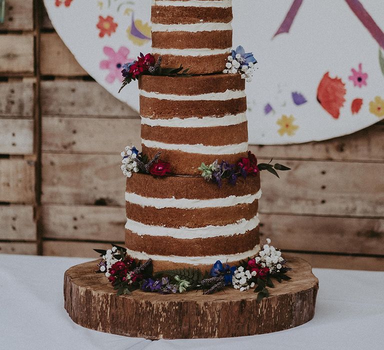 Homemade Naked Victoria Sponge Wedding Cake | English Country Garden Marquee Wedding at the Family Home on the Isle of Wight | Jason Mark Harris Photography