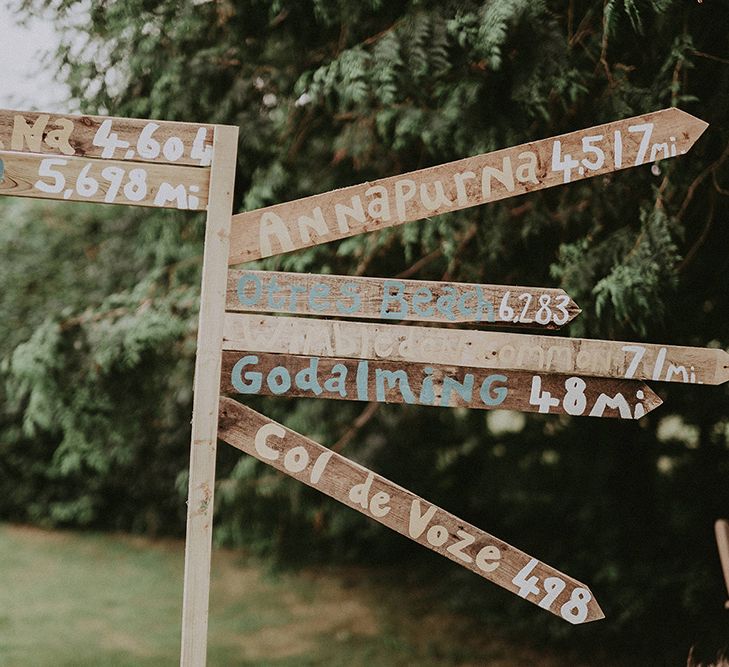 DIY Wooden Picket Sign Post | English Country Garden Marquee Wedding at the Family Home on the Isle of Wight | Jason Mark Harris Photography