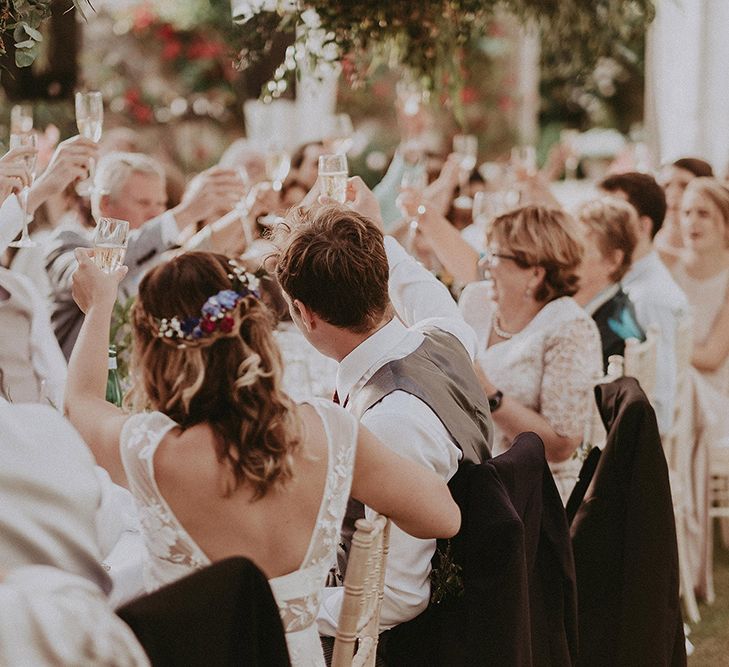 Wedding Reception Speeches | Bride in Rime Arodaky Gown | Groom in Henry Herbert Tailors Suit | English Country Garden Marquee Wedding at the Family Home on the Isle of Wight | Jason Mark Harris Photography