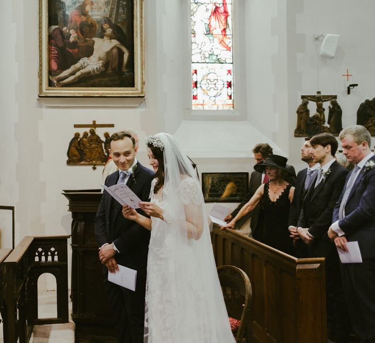 Bride and groom during wedding ceremony